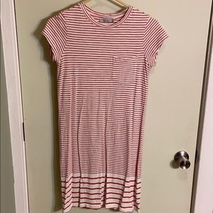 Red and white striped dress
